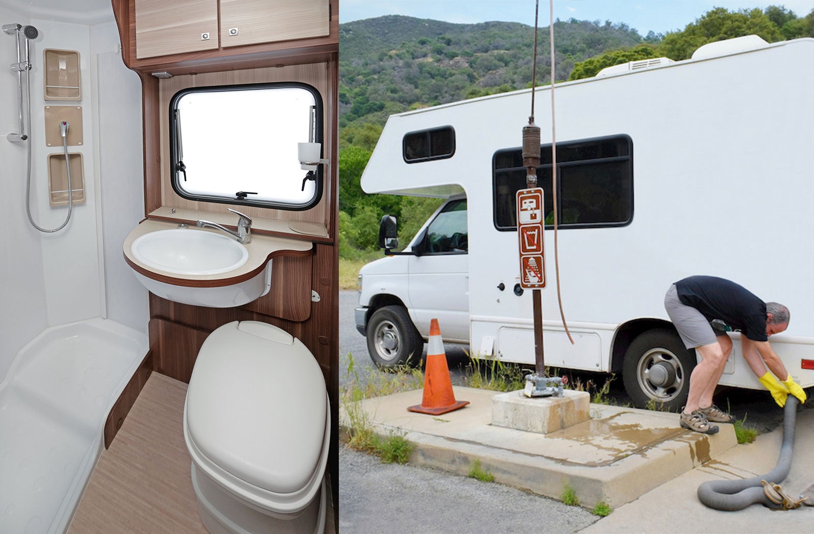 Portable RV/camper toilet and holding tank setup in Fairfax, Virginia