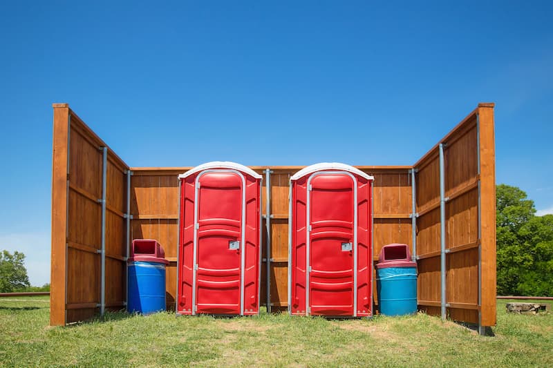Short-term porta potty units staged for delivery in Fairfax, Virginia